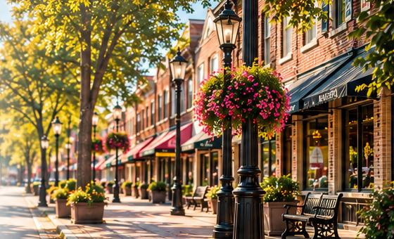 Historic downtown storefronts and small businesses